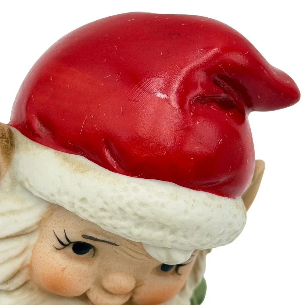 Vtg Homco Christmas Elf‎ Pixie Figurine 5406 Ceramic Toymaker with Train 4 Inch
